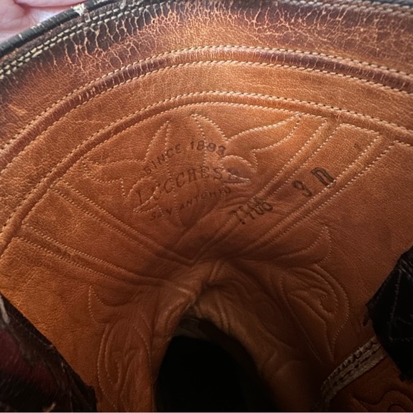 lucchese cowboy western boots vintage brown leather pull on women’s 9 D flawed ! - Picture 6 of 8